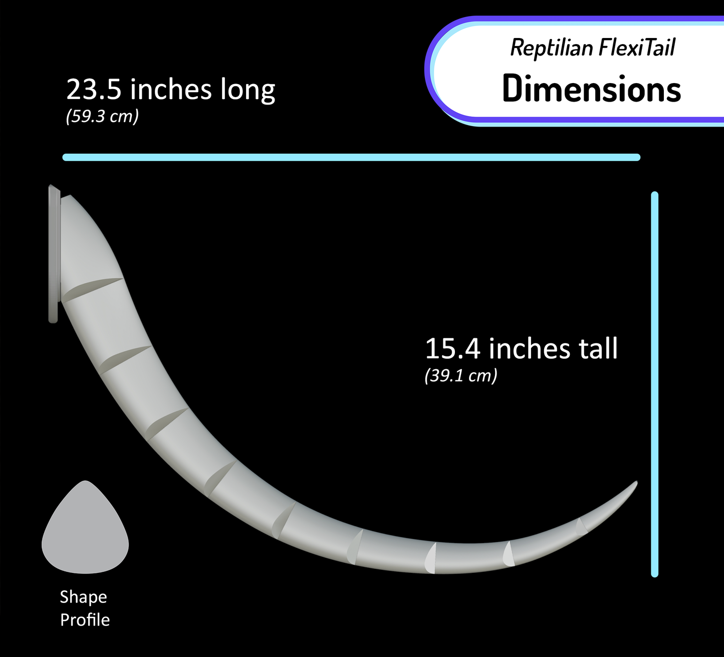 Dimensions and measurements for the Reptilian FlexiTail