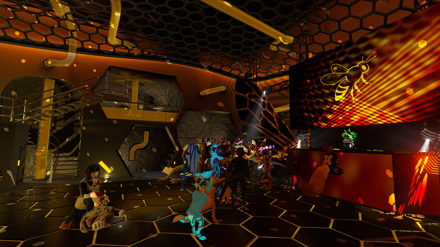 Custom VRChat world "The Hive", by Cekay