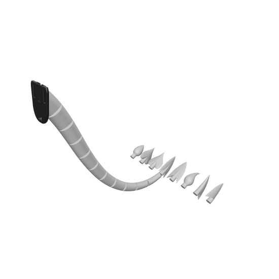 3D model of a Tiefling FlexiTail and its various tip options