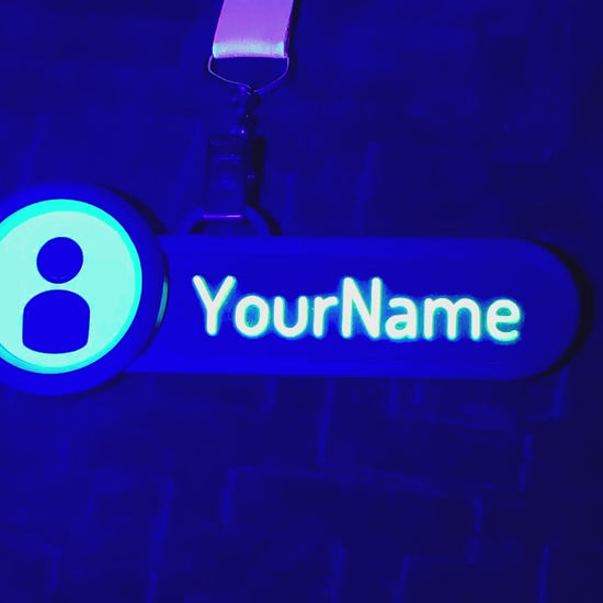 Demonstration of a VR Badge glowing in the dark