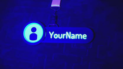 Demonstration of a VR Badge glowing in the dark