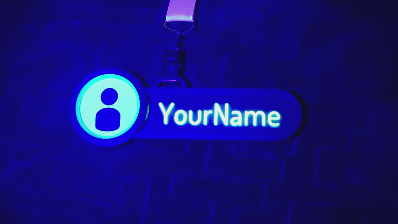 Demonstration of a VR Badge glowing in the dark
