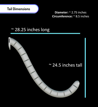 Schematic and dimensions for feline flexitail super motion fursuit tail base